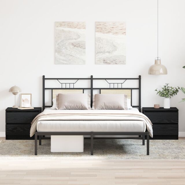 Berkfield Home Nightstands 2 pack Black Oak 50x40x43.5 cm Made from Engineered Wood - image 1