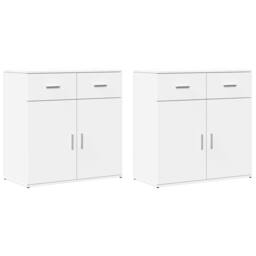 Berkfield Home Sideboards 2 pcs White 79x38x80 cm Engineered Wood - Size: 79 x 38 x 80 cm - thumbnail 1