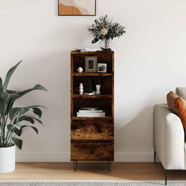 Berkfield Home Highboard Smoked Oak 40x36x110 cm Engineered Wood in Brown - Size: 40 x 36 x 110 cm - image 1
