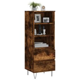 Berkfield Home Highboard Smoked Oak 40x36x110 cm Engineered Wood in Brown - Size: 40 x 36 x 110 cm - thumbnail 3