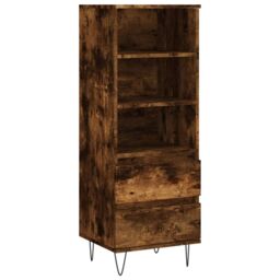 Berkfield Home Highboard Smoked Oak 40x36x110 cm Engineered Wood in Brown - Size: 40 x 36 x 110 cm - thumbnail 2