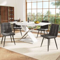 BTM Extendable dining table with cross legs for kitchen & living room in White - thumbnail 4