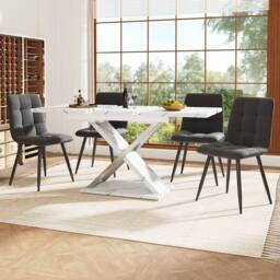 BTM Extendable dining table with cross legs for kitchen & living room in White - thumbnail 3