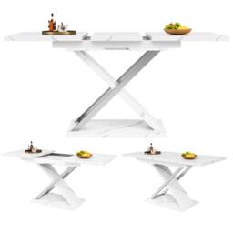 BTM Extendable dining table with cross legs for kitchen & living room in White - thumbnail 9