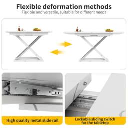 BTM Extendable dining table with cross legs for kitchen & living room in White - thumbnail 8