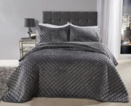 New Edge Blinds Banbury Bedspread in Grey - Size: Double - thumbnail 1
