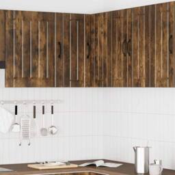Berkfield Home Kitchen Wall Corner Cabinet Lucca Smoked Oak Engineered Wood in Brown - thumbnail 3