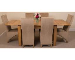 Thats Furniture Richmond 140-220cm Oak Extending Dining Table & 6 Lola Fabric Chairs in Beige - thumbnail 2