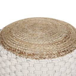 Wyld and Coco Round Knitted Pouf White-Beige Cotton-Jute 50 x 35 cm in White - thumbnail 3
