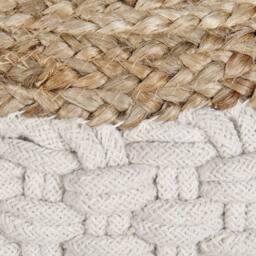 Wyld and Coco Round Knitted Pouf White-Beige Cotton-Jute 50 x 35 cm in White - thumbnail 5