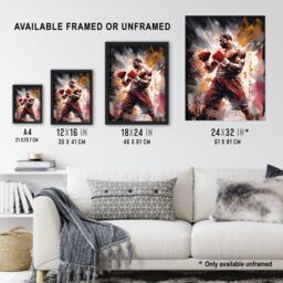 Artery8 Wall Art Print The Contender Boxing Heavyweight Champion Of The World Action Artwork Man Cave Art Framed in Brown - Size: A4 - thumbnail 3