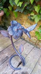 Inspirational Gifting Hummingbird Garden Sculpture Statue Ornament Decor in Bronze - thumbnail 6