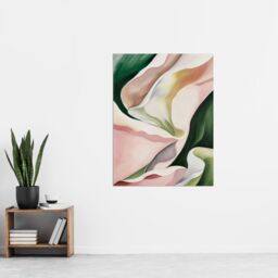 "Artery8 Fabric Folds Pink Green Abstract Watercolour Wall Art Print - Size: W24"" x H32""" - thumbnail 4