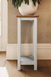 FWStyle Painted Linen Tall Side Table Ready Assembled in Nude - thumbnail 2