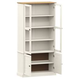 Berkfield Home Glass Display Cabinet VIGO White 85x35x170 cm Solid Wood Pine - Size: 85 x 35 x 170 cm - thumbnail 5