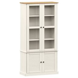 Berkfield Home Glass Display Cabinet VIGO White 85x35x170 cm Solid Wood Pine - Size: 85 x 35 x 170 cm