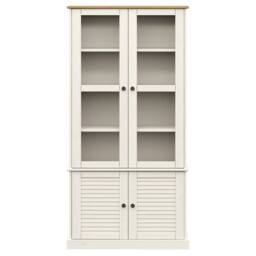 Berkfield Home Glass Display Cabinet VIGO White 85x35x170 cm Solid Wood Pine - Size: 85 x 35 x 170 cm - thumbnail 4