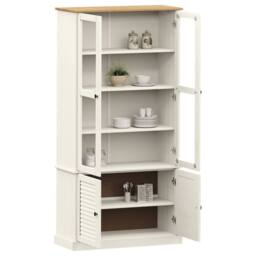 Berkfield Home Glass Display Cabinet VIGO White 85x35x170 cm Solid Wood Pine - Size: 85 x 35 x 170 cm - thumbnail 3