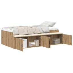 Berkfield Home Storage Bed Frame Artisan Oak 90x200 cm in Brown - thumbnail 2