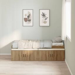 Berkfield Home Storage Bed Frame Artisan Oak 90x200 cm in Brown - thumbnail 4