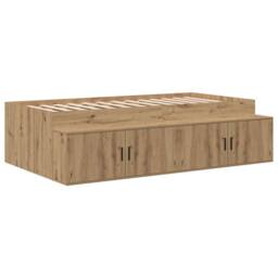 Berkfield Home Storage Bed Frame Artisan Oak 90x200 cm in Brown - thumbnail 3