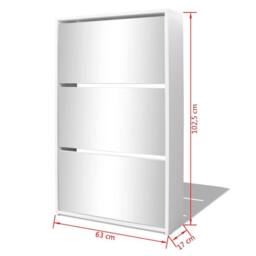 Berkfield Home Shoe Cabinet 3-Layer Mirror White 63x17x102.5 cm - thumbnail 5