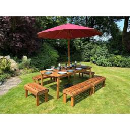 Charles Taylor Knights Ten Seater Garden Furniture Table Set -Fully Assembled in Light Brown - thumbnail 5