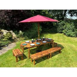 Charles Taylor Knights Ten Seater Garden Furniture Table Set -Fully Assembled in Light Brown - thumbnail 3