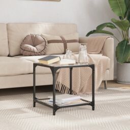 Berkfield Home Coffee Table with Transparent Glass Top 40x40x40 cm Steel in Black - Size: 40 x 40 x 40 cm