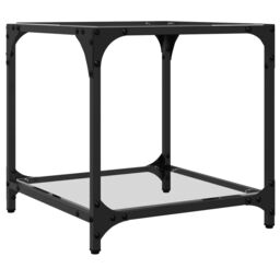 Berkfield Home Coffee Table with Transparent Glass Top 40x40x40 cm Steel in Black - Size: 40 x 40 x 40 cm - thumbnail 6