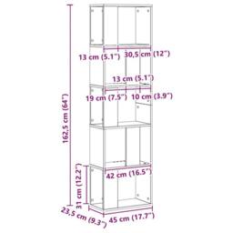 Berkfield Home Decorative Bookcase 5-Tier Artisian Oak 45x23.5x162.5 cm Engineer in Brown - thumbnail 8
