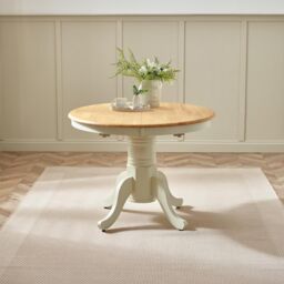FurnitureboxUK Padstow Wooden Extending Dining Table & 6 Belgravia Chairs in Cream - Size: 6 Person - thumbnail 3