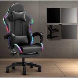 EONLION Gaming Chair with LED Lights Computer Chair in Black - Size: 100 cm - thumbnail 4