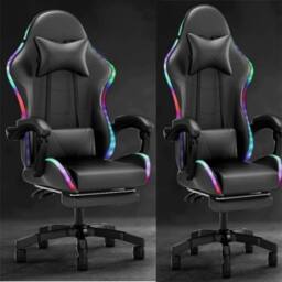 EONLION Gaming Chair with LED Lights Computer Chair in Black - Size: 100 cm - thumbnail 5