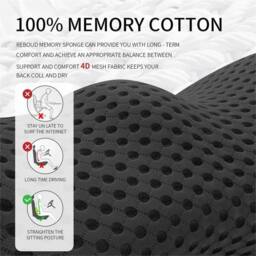 Nordara Memory Foam Lumbar Support Pillow for Car & Travel in Black - thumbnail 3