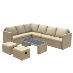 Matteo Garden Corner Sofa Set - Rattan Effect - Khaki - thumbnail 8