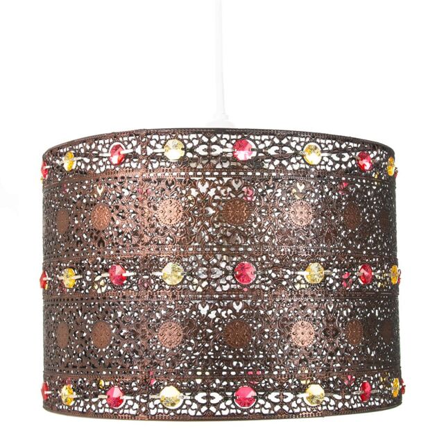 Happy Homewares Antique Acrylic Gem Moroccan Style Chandelier Pendant Light Shade in Bronze - image 1