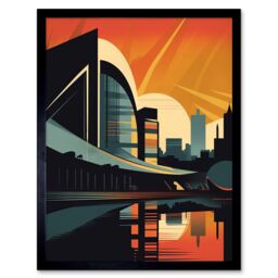 "Artery8 Wall Art Print River Clyde Walkway Modern Glasgow Cityscape Art Framed in Black - Size: W12"" x H16""" - thumbnail 1