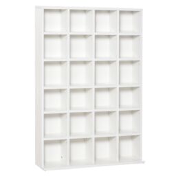 HOMCOM CD DVD Media Storage Shelves Display Shelf Racks Wooden Frame in White - thumbnail 2