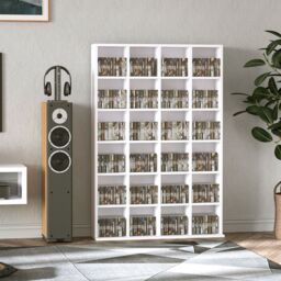 HOMCOM CD DVD Media Storage Shelves Display Shelf Racks Wooden Frame in White