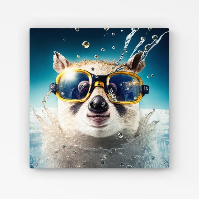 "Warren Reed - Designer Dormouse With Glasses Splashart Canvas in Brown - Size: W30"" x H30""" - image 1