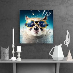 "Warren Reed - Designer Dormouse With Glasses Splashart Canvas in Brown - Size: W30"" x H30""" - thumbnail 2