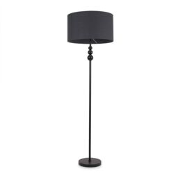 ValueLights Marissa Fabric Drum Shade with Black Stacked Ball Floor Lamp in Charcoal - thumbnail 2