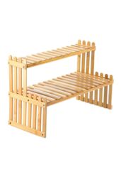 Living and Home 2 Tier Decorative Tabletop Wood Plant Stand Display Shelf in Natural - thumbnail 3