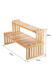 Living and Home 2 Tier Decorative Tabletop Wood Plant Stand Display Shelf in Natural - thumbnail 2