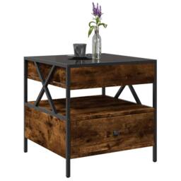 Berkfield Home Decorative Coffee Table with Infinity LED Smoked Oak 50x50x51 cm in Brown - Size: 50 x 50 x 51 cm - thumbnail 5