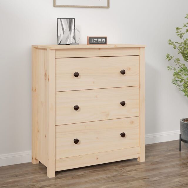 Berkfield Home Sideboard 70x35x80 cm Solid Wood Pine in Brown - Size: 70 x 35 x 80 cm - image 1