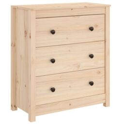 Berkfield Home Sideboard 70x35x80 cm Solid Wood Pine in Brown - Size: 70 x 35 x 80 cm - thumbnail 2