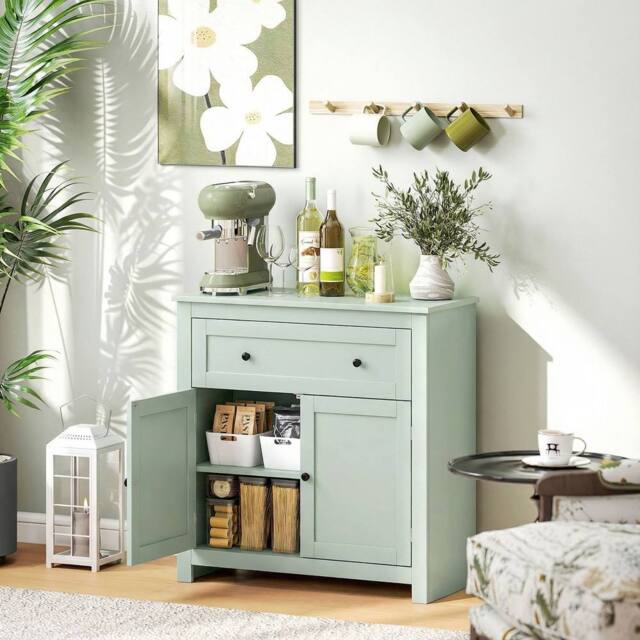 HOMCOM Sideboard, Kitchen Storage Cabinet w/ Adjustable Shelf, Drawer in Green - image 1