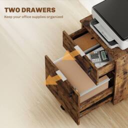 HOMCOM 2 Drawer Filing Cabinet with Adjustable Hanging Bars for A4 & Letter in Brown - thumbnail 4